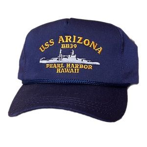 Vintage USS Arizona BB39 Pearl Harbor Hawaii Navy Snapback Blue Made in USA